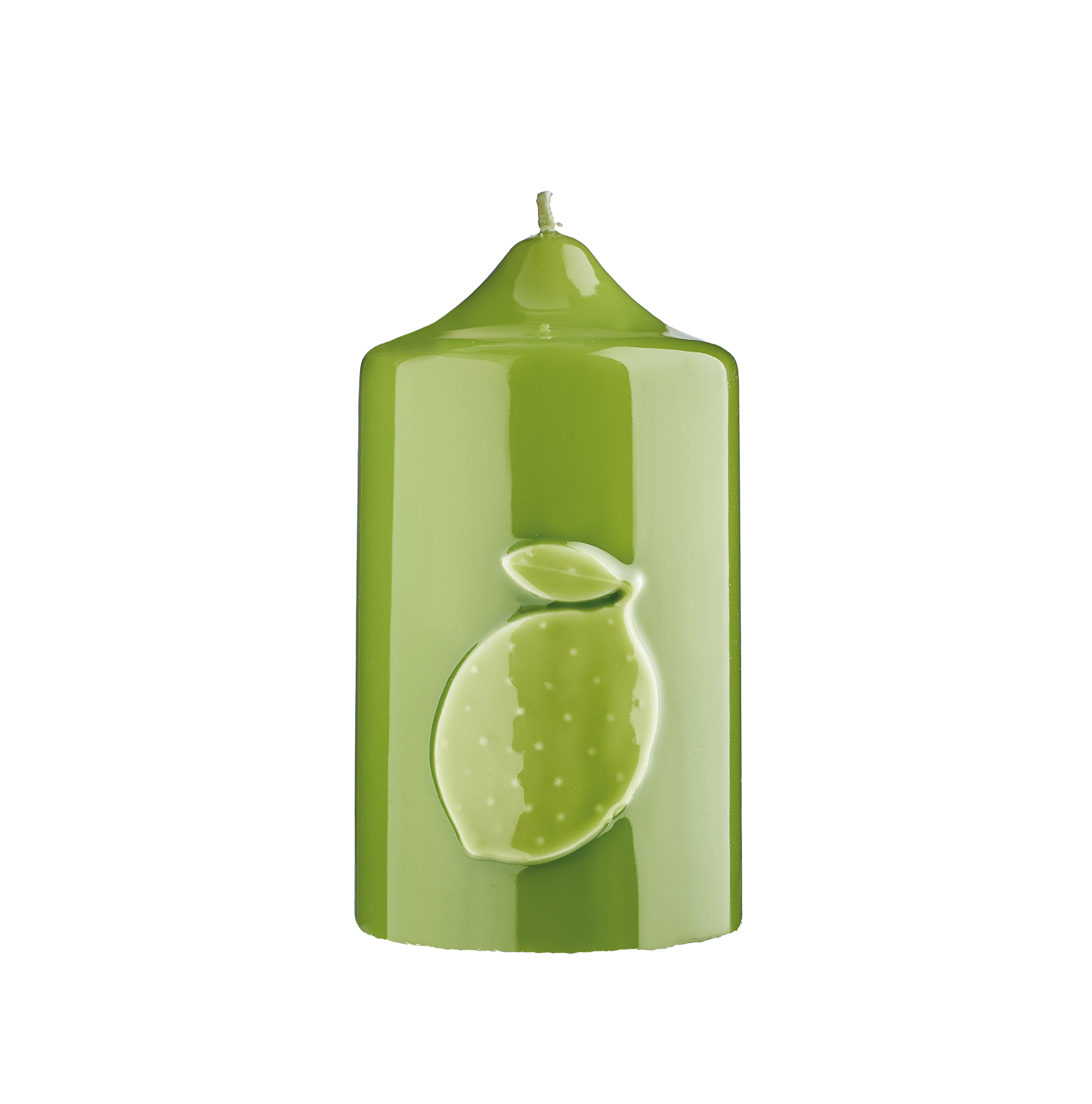 Stumpenkerze mit Zitrone Glanz-Lack