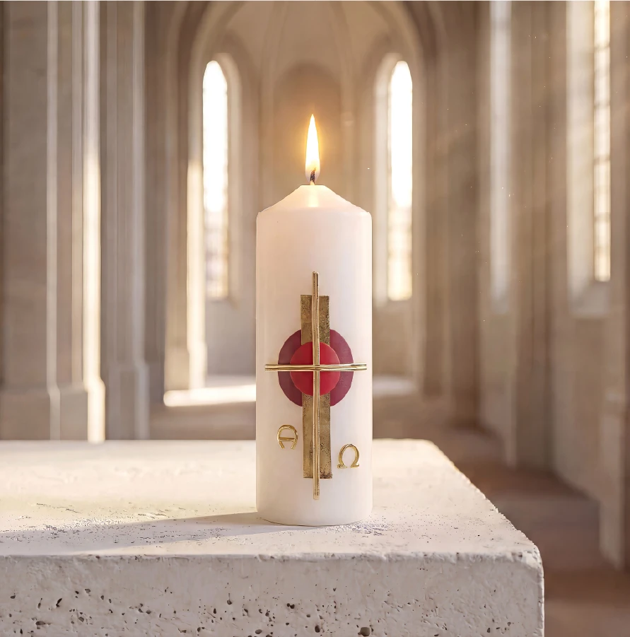 Osterkerze handverziert Kreuz