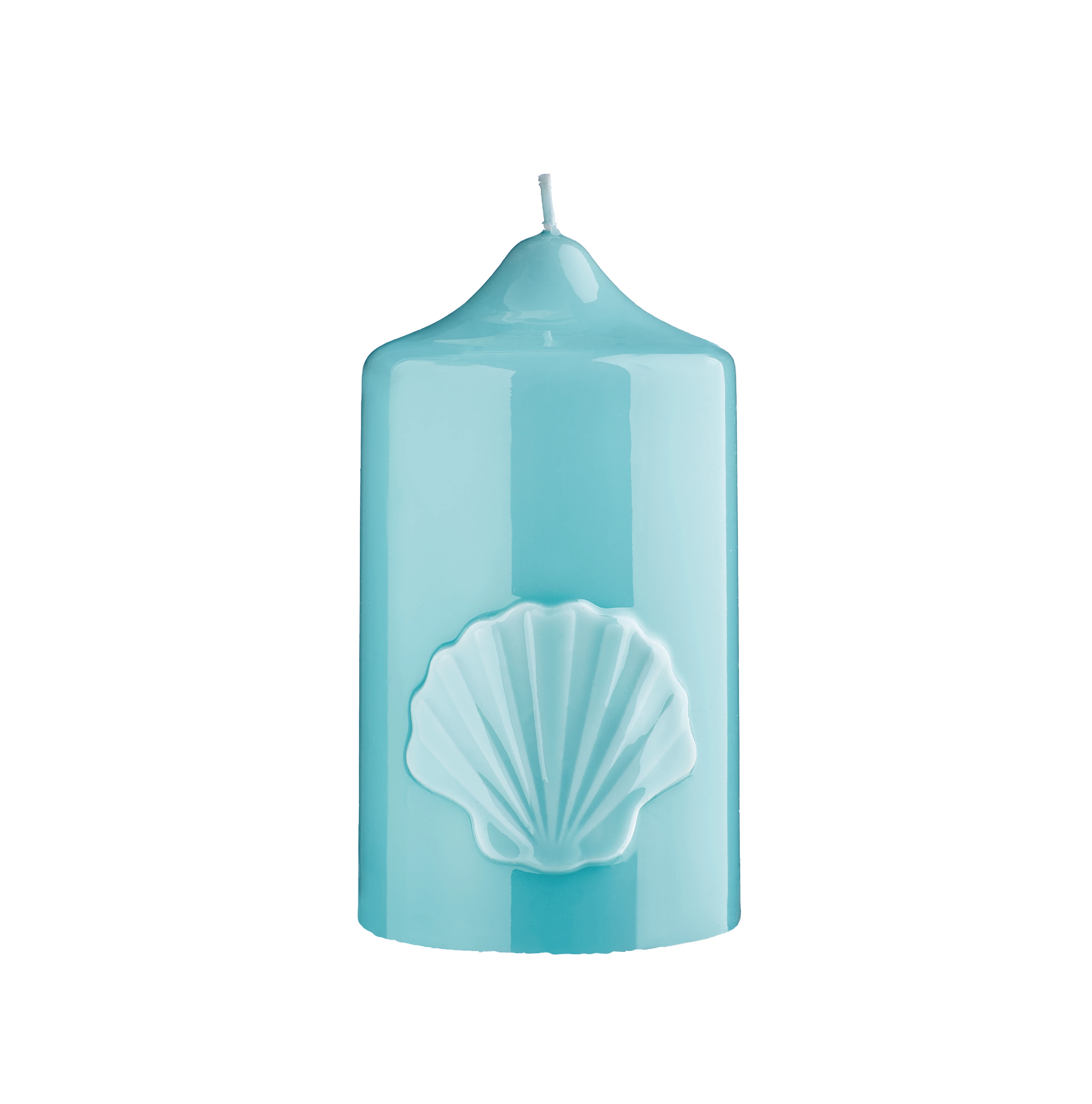 Stumpenkerze mit Muschel Glanz-Lack