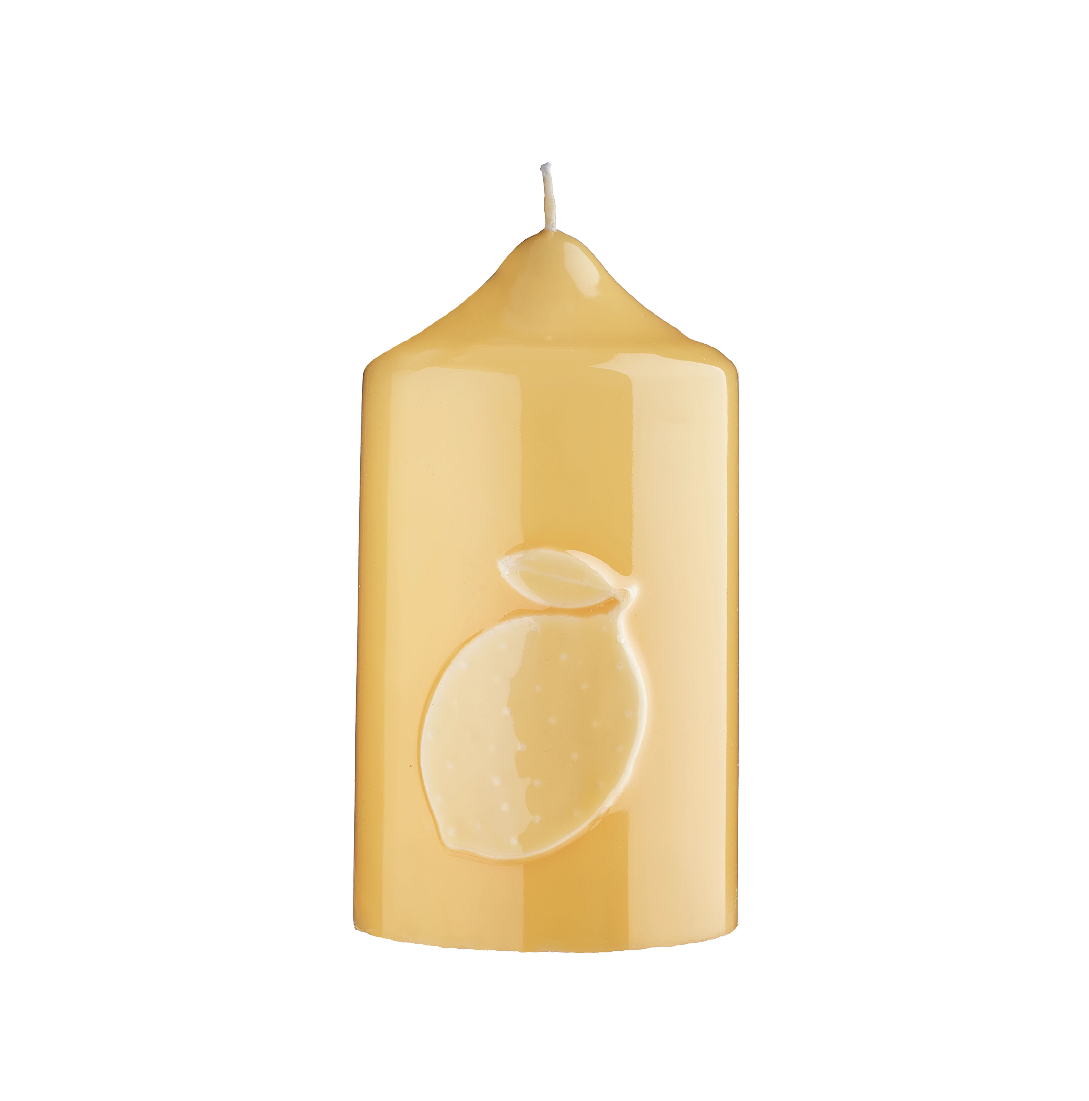 Stumpenkerze mit Zitrone Glanz-Lack