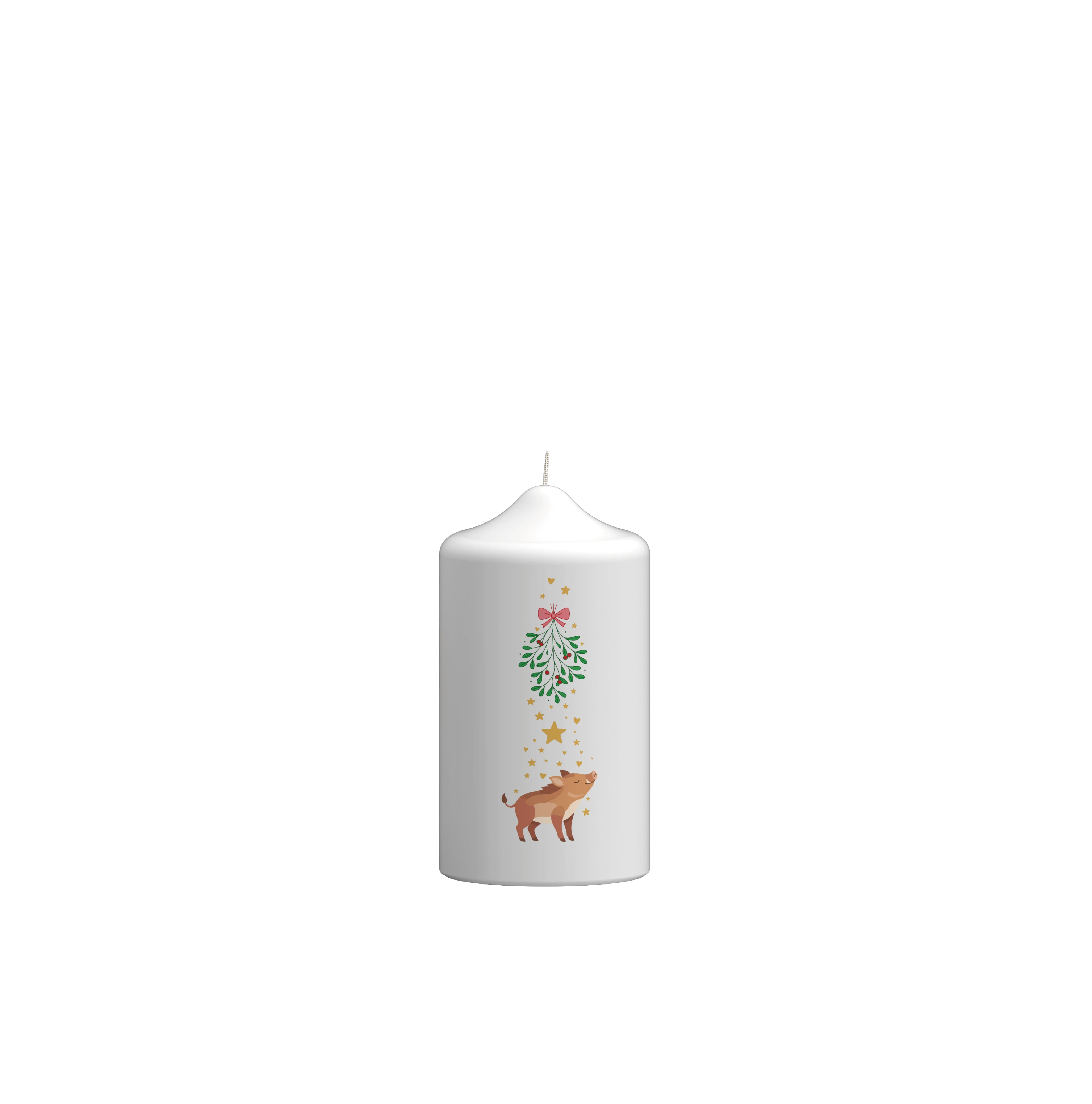 Weihnachtskerze - Winterschwein Freisteller