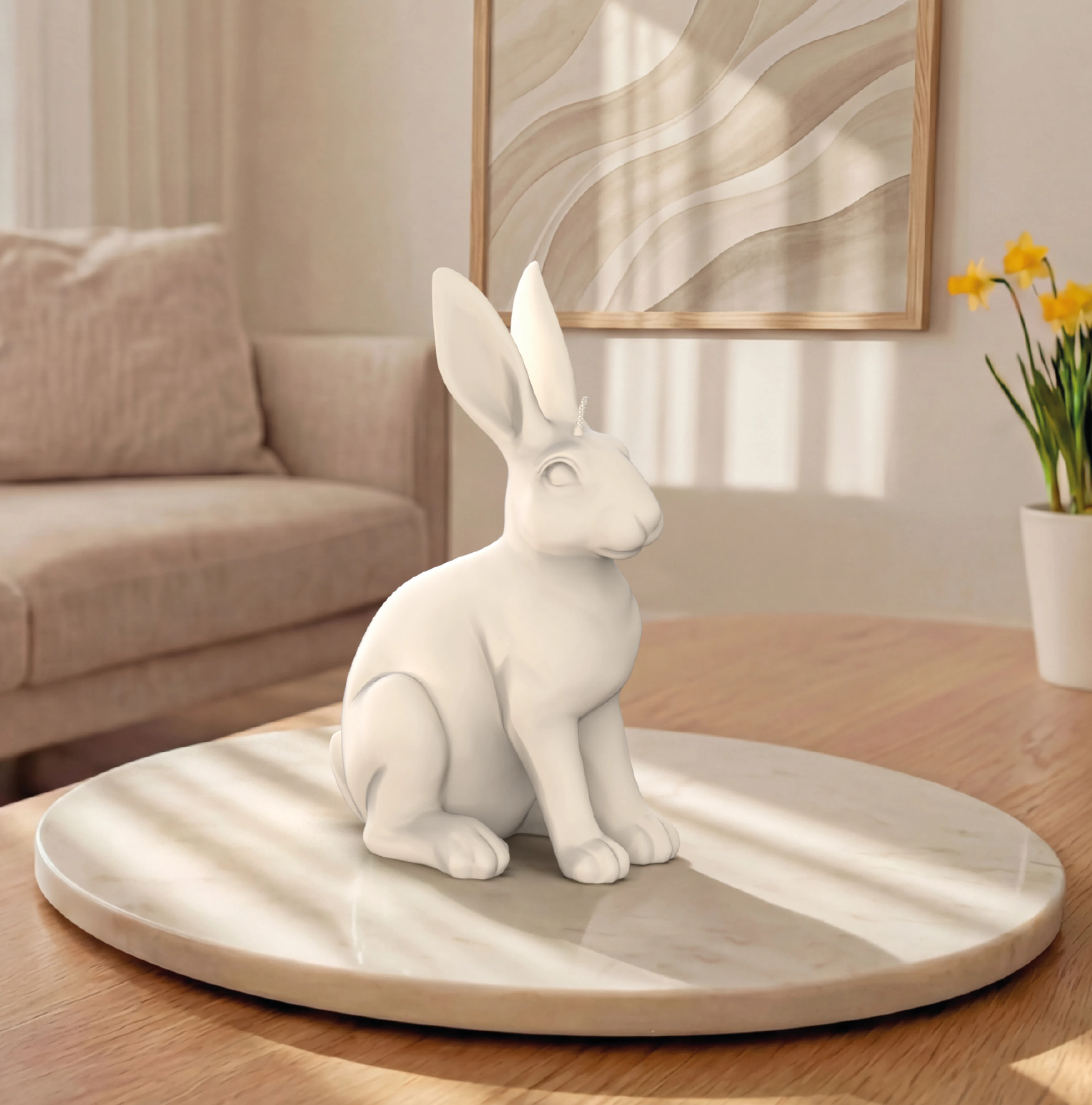 Objektkerze Hase Samt-Lack