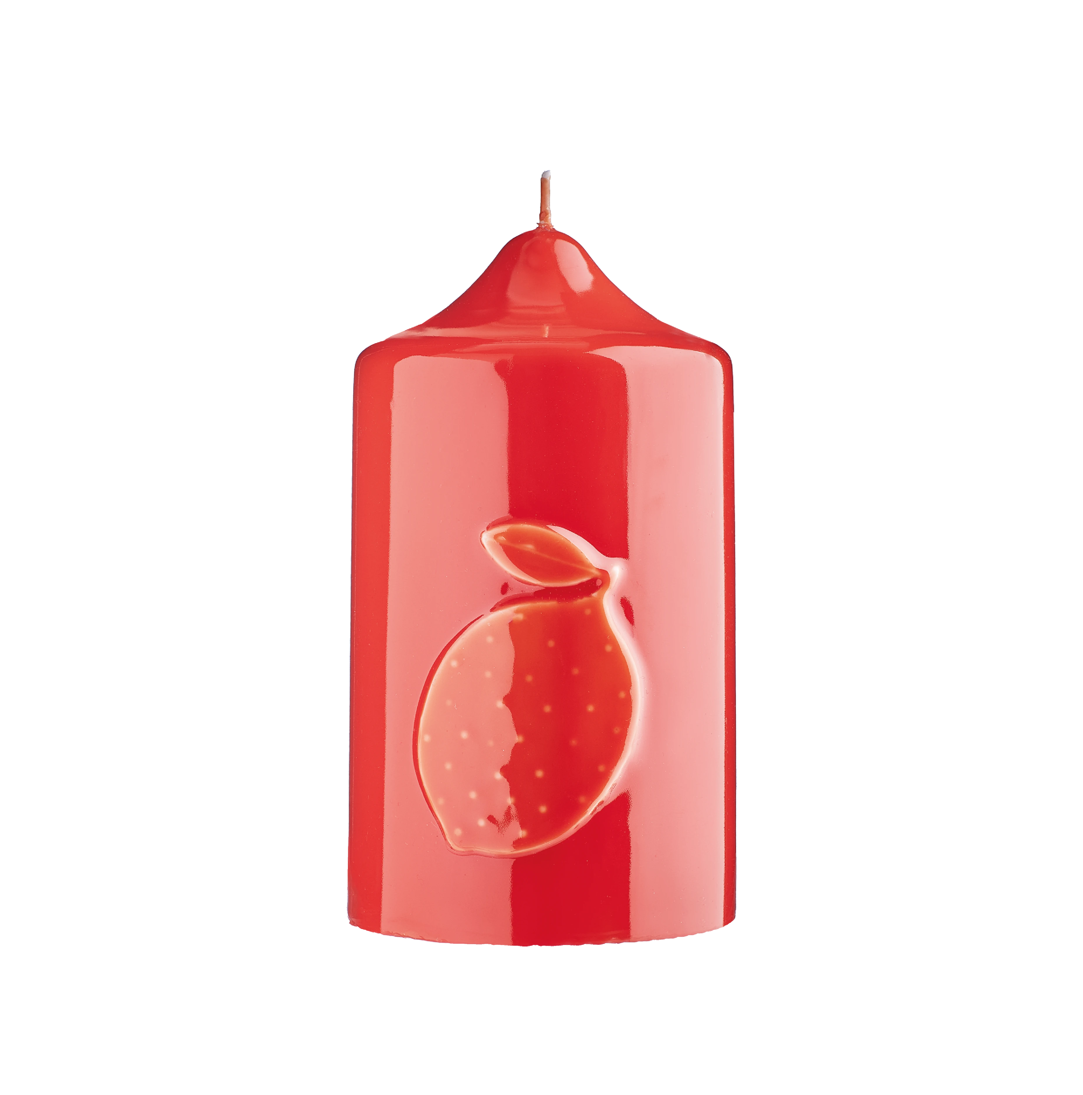 Stumpenkerze mit Zitrone Glanz-Lack