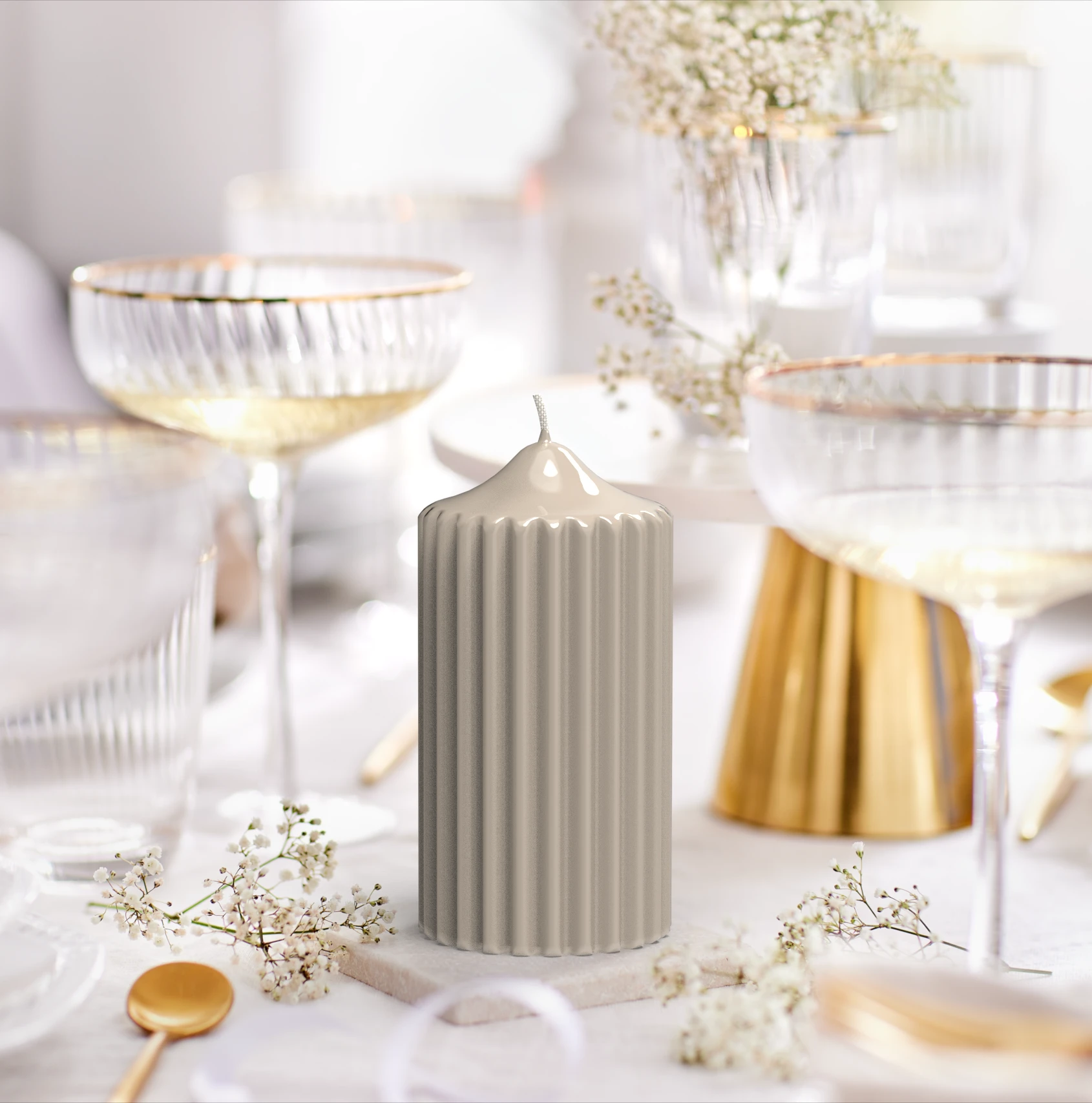 Rillenstumpenkerze Glanz-Lack