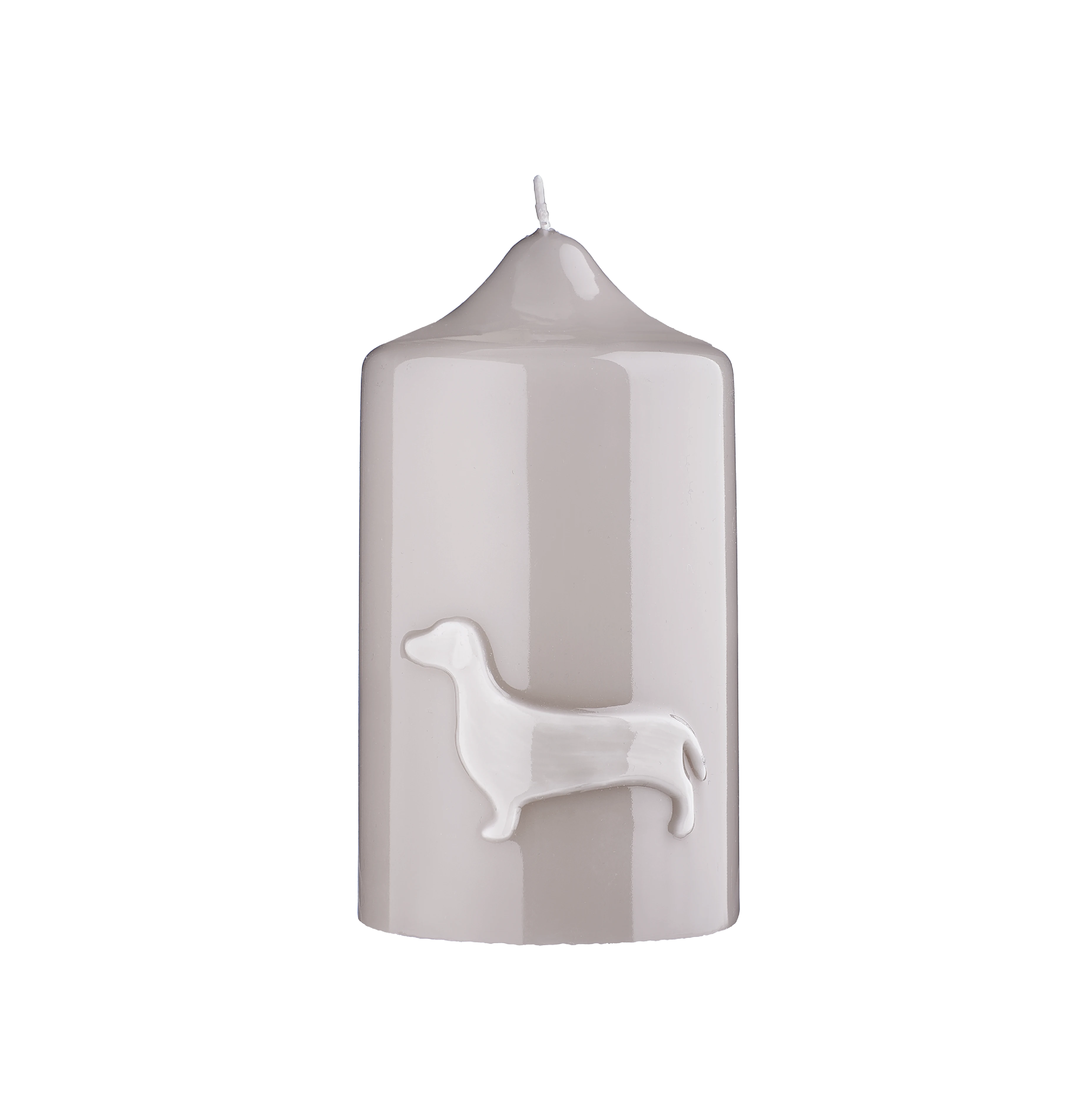 Stumpenkerze mit Dackel Glanz-Lack