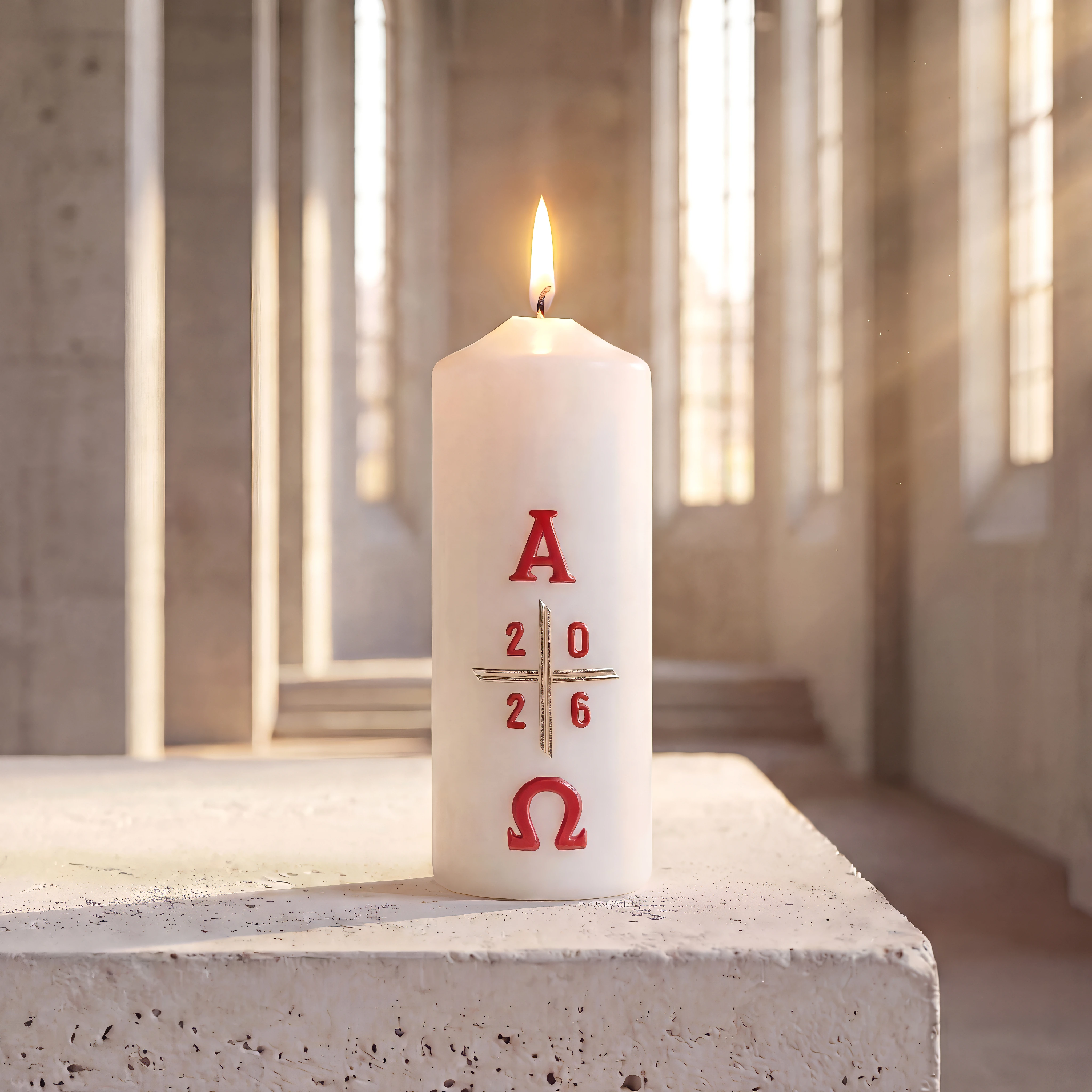 Osterkerze handverziert alpha & omega