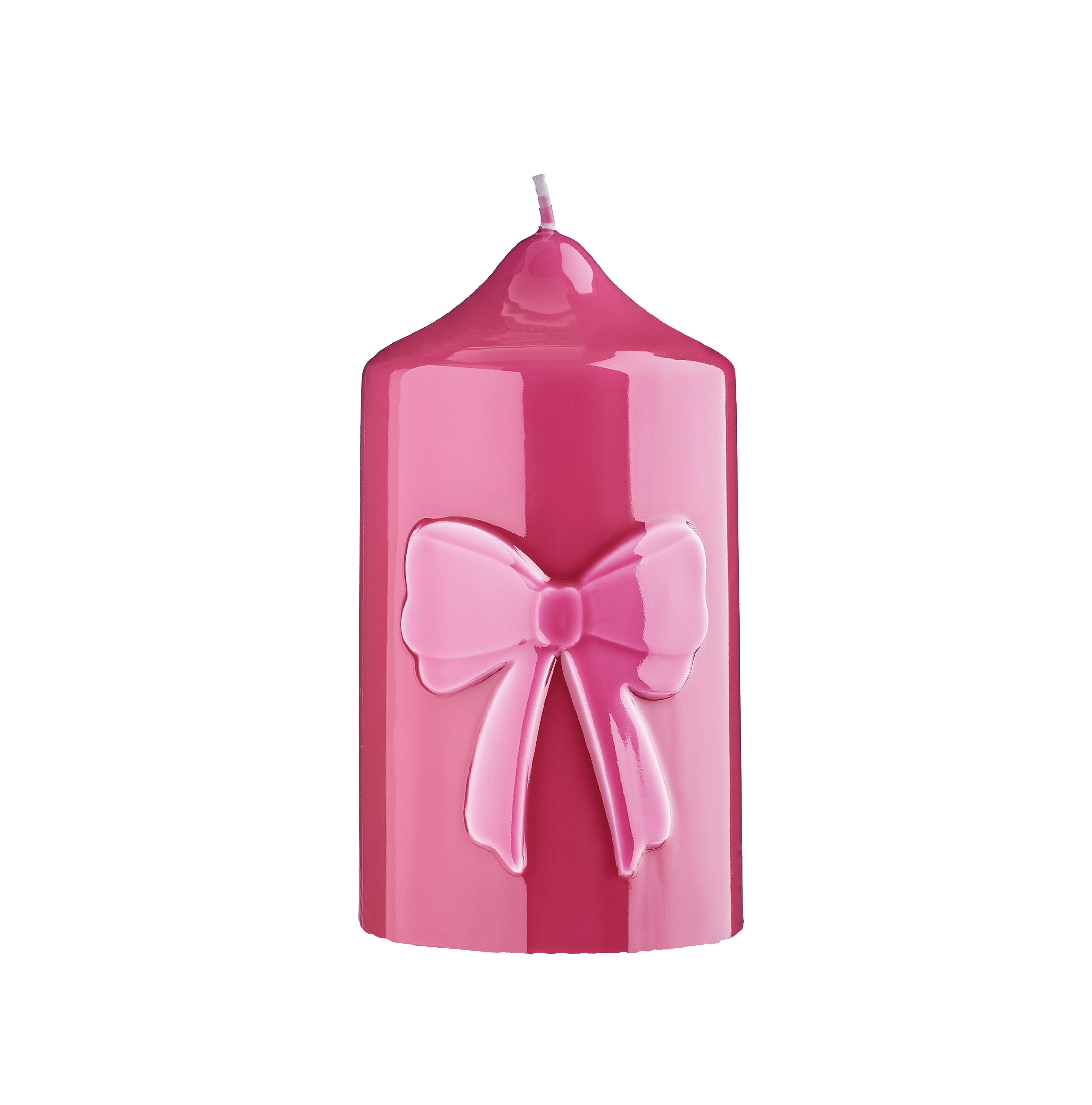 Stumpenkerze mit Schleife Glanz-Lack
