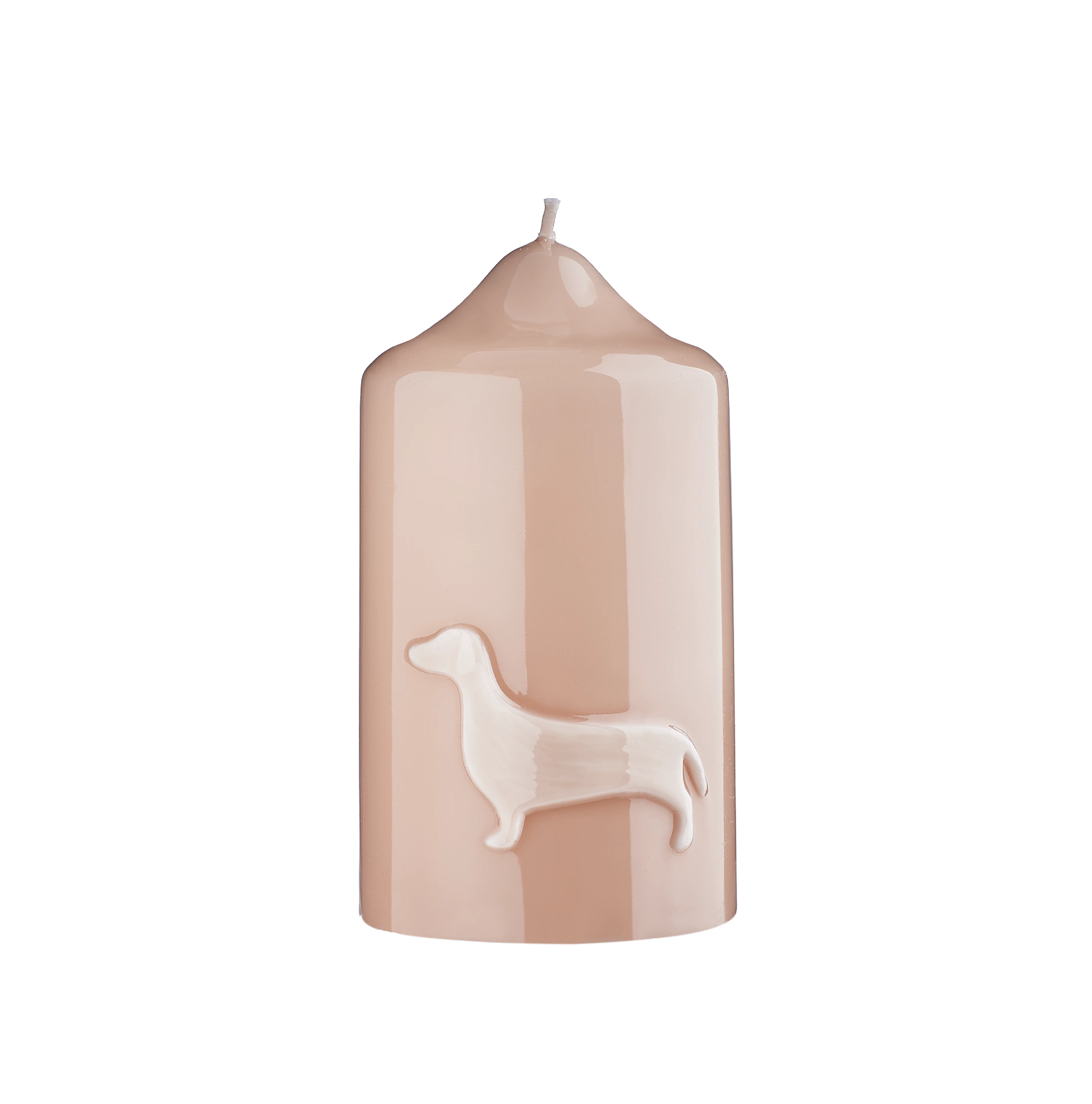 Stumpenkerze mit Dackel Glanz-Lack