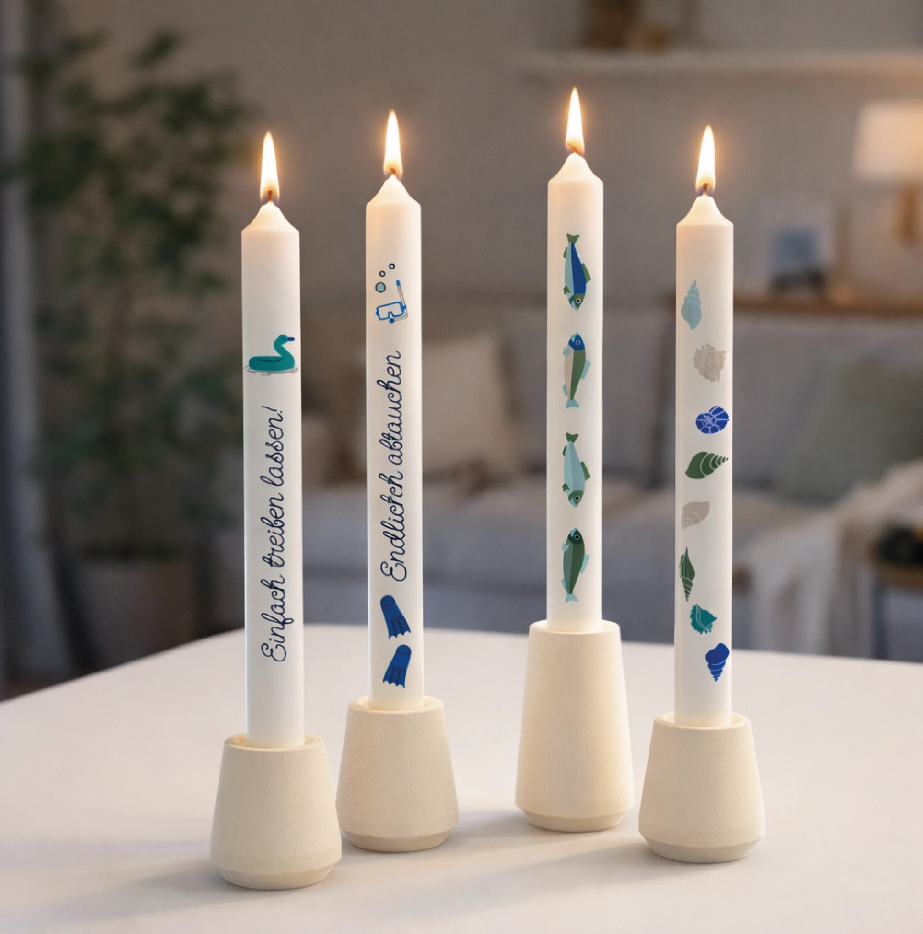 Sommer-Stabkerzen 4er Set