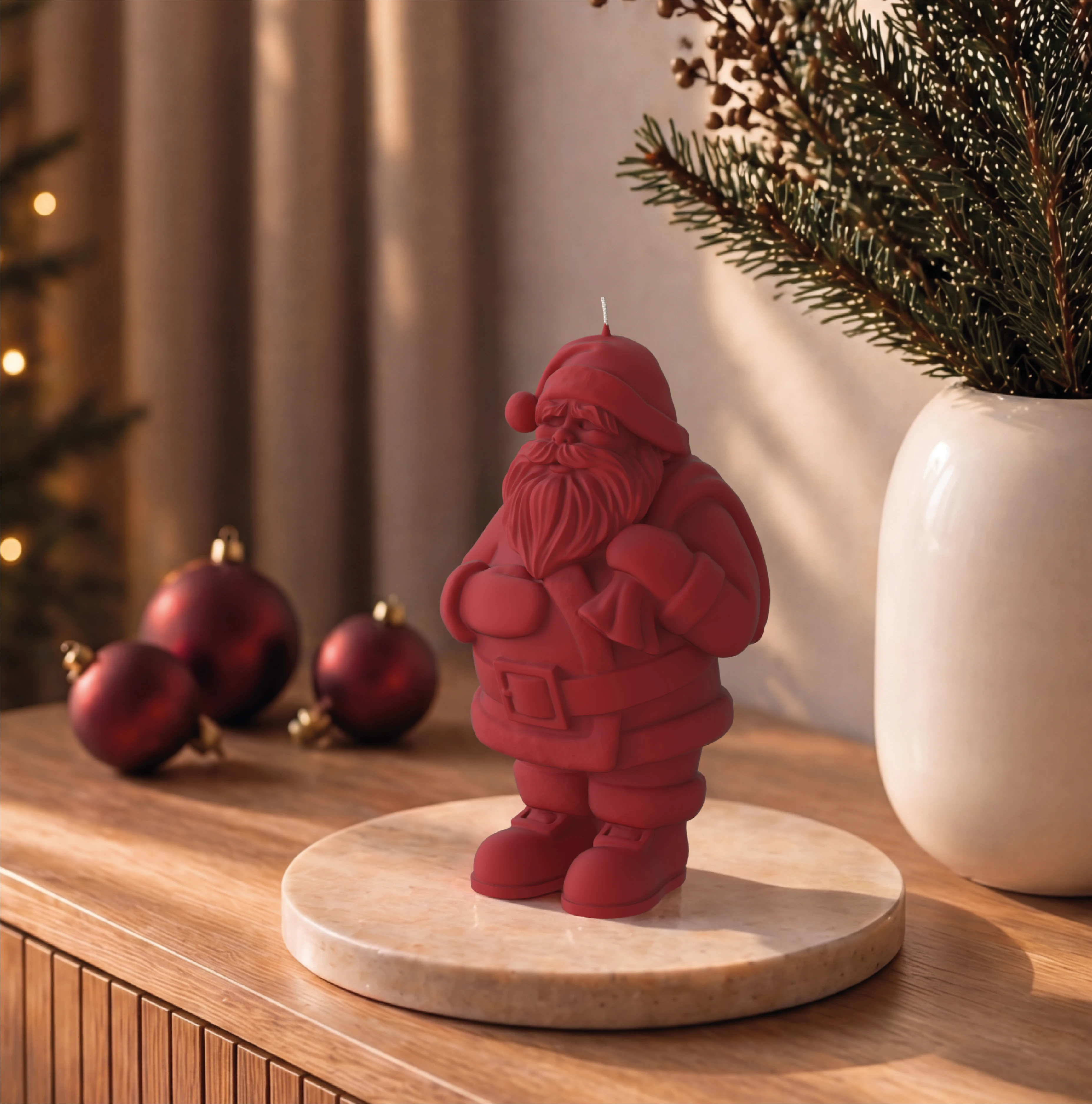 Objektkerze Nikolaus Samt-Lack