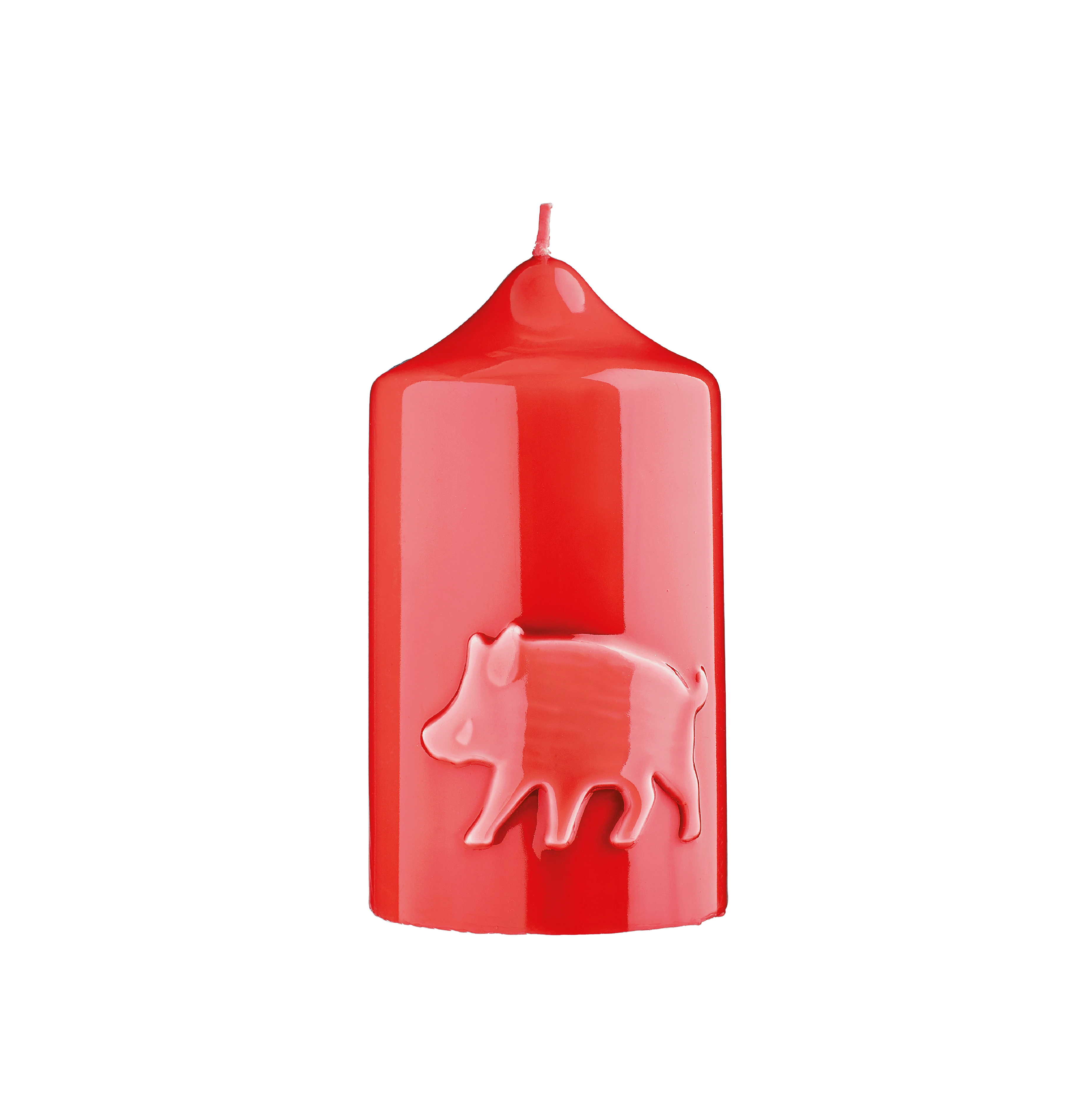 Stumpenkerze mit Wildschwein Glanz-Lack