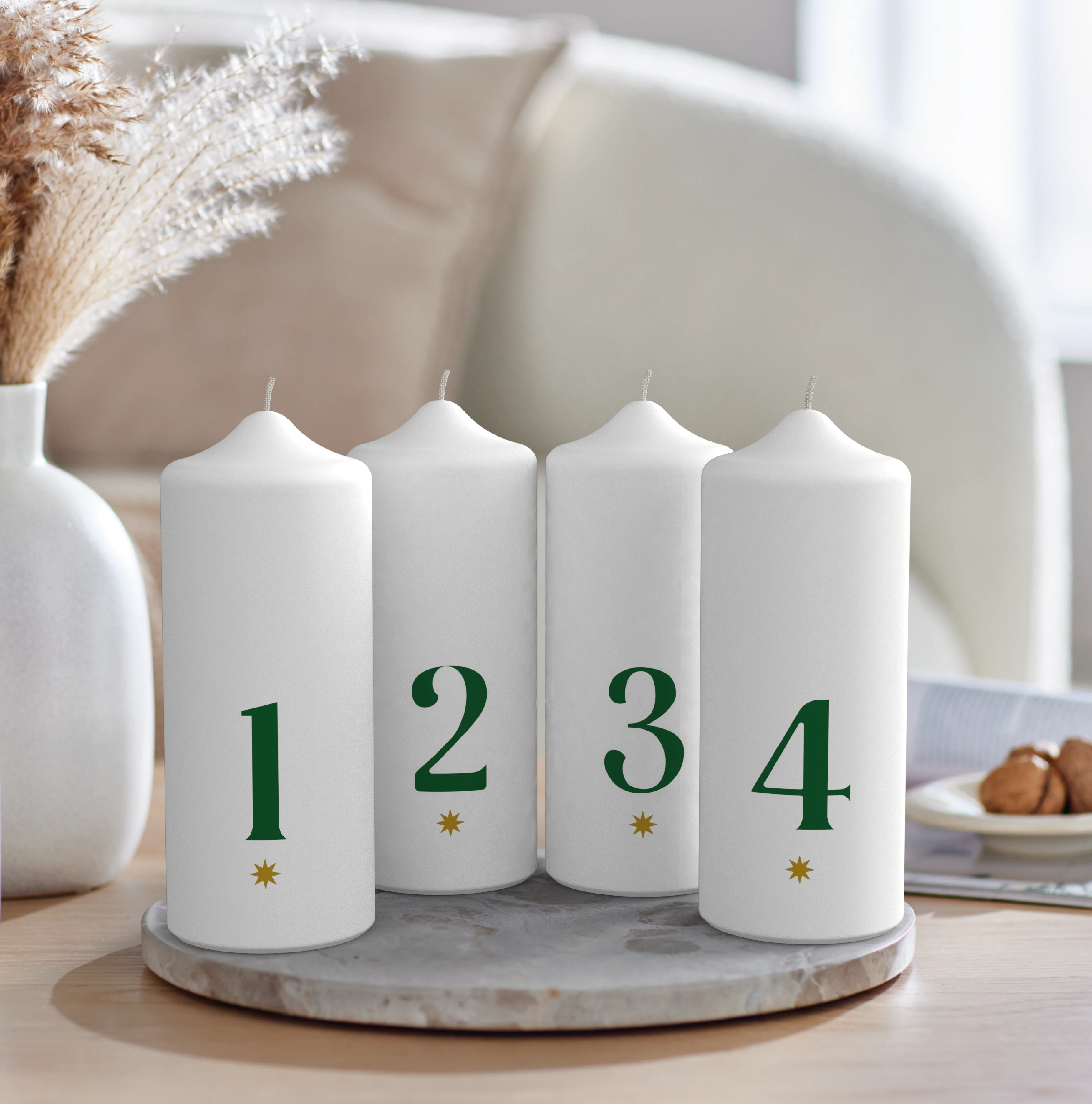 Motiv-Stumpenkerze 4er-Set