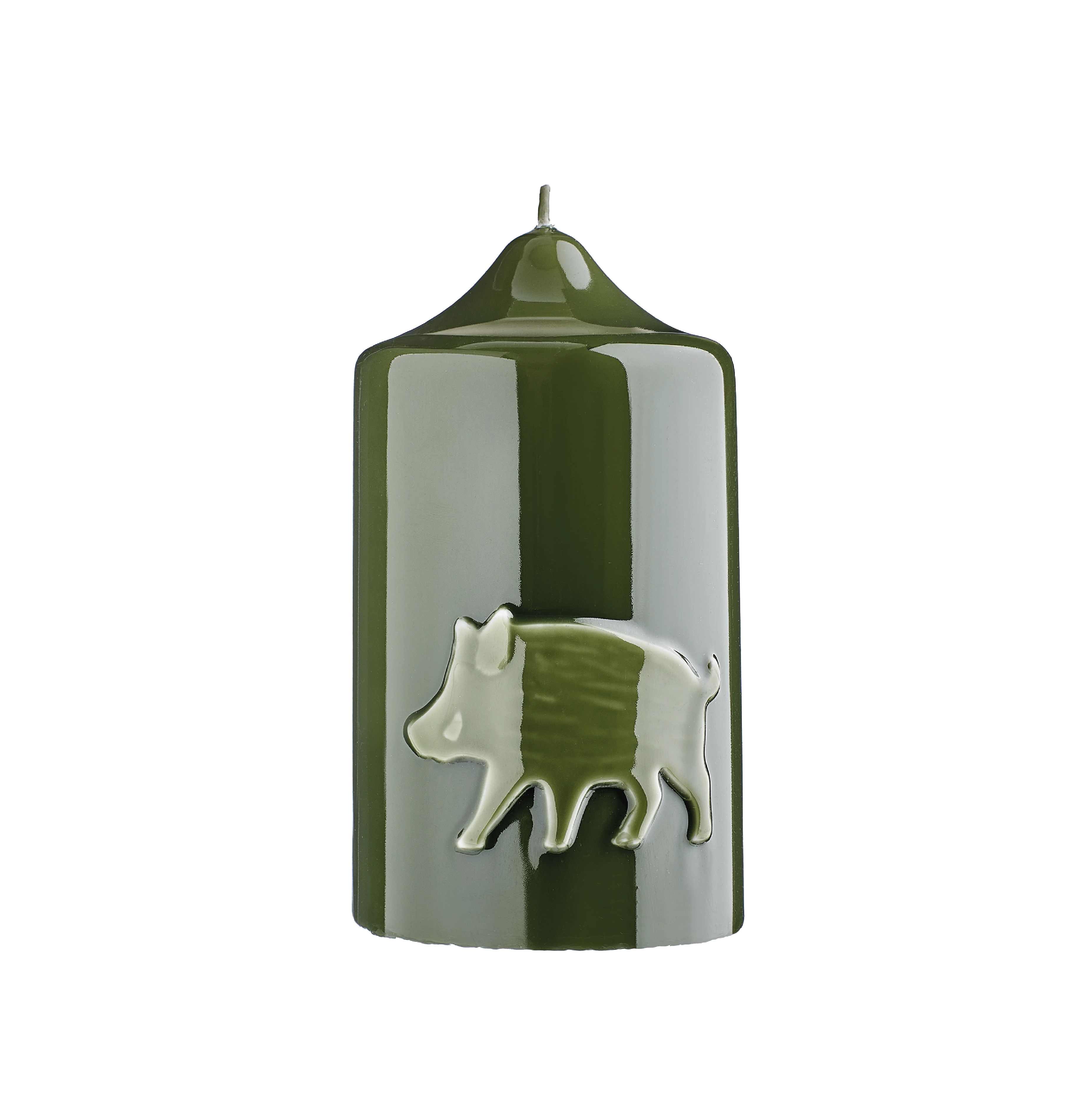 Stumpenkerze mit Wildschwein Glanz-Lack