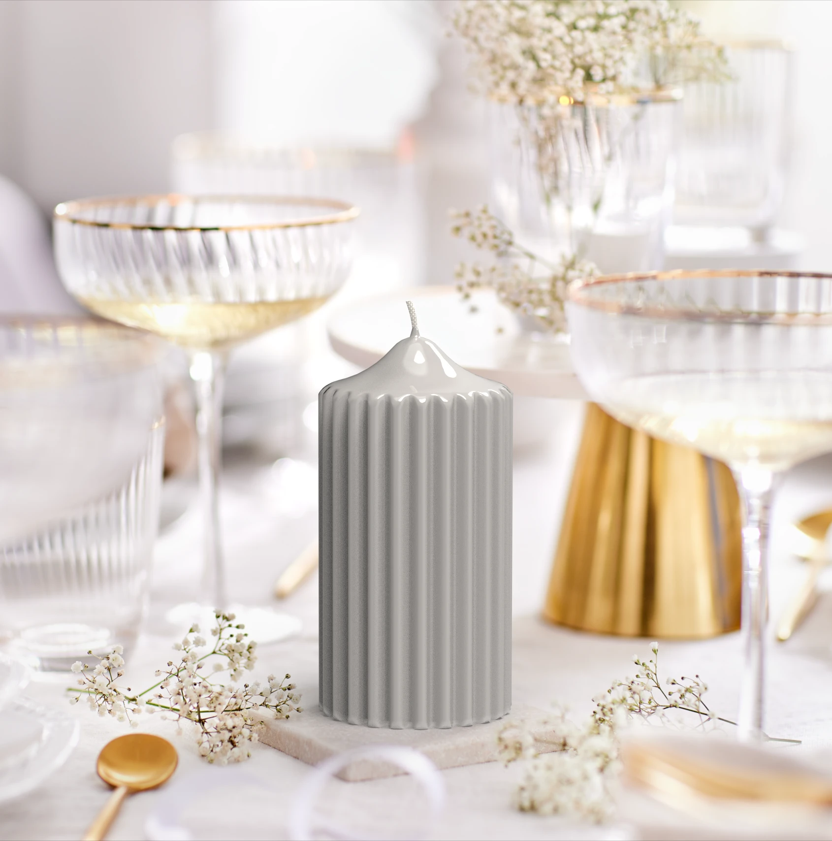 Rillenstumpenkerze Glanz-Lack