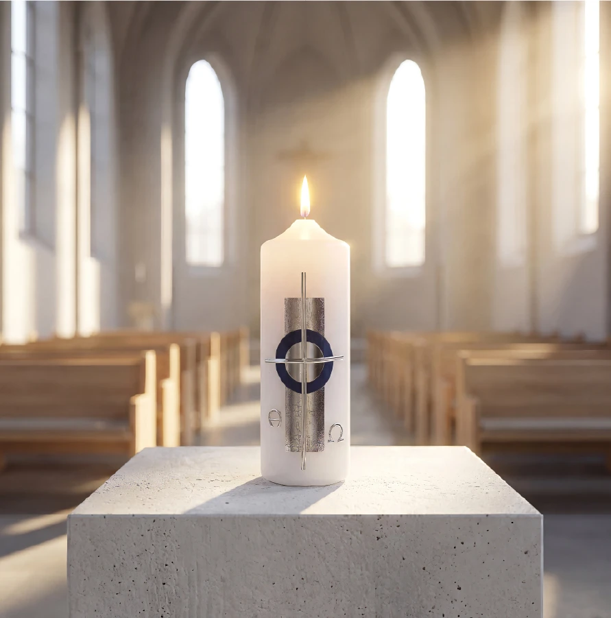 Osterkerze handverziert Kreuz